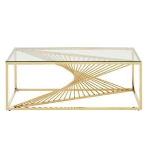 Amelia Clear Glass Coffee Table With Gold Metal Base - UK
