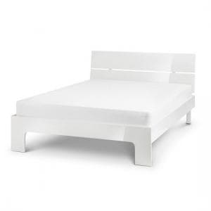 Magaly Contemporary Double Bed In White High Gloss - UK