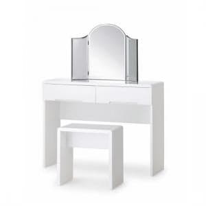 Magaly Modern Dressing Table In White High Gloss With Stool - UK