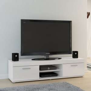 Edged High Gloss TV Stand Large In White - UK