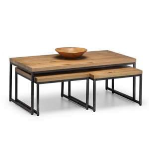 Barras Wooden Set Of Coffee Tables In Solid Oak And Metal Legs - UK