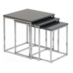 Cayuta Nest Of Tables In Grey Gloss With Chrome Legs - UK