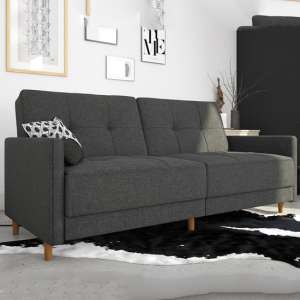 Andorra Linen Fabric Sofa Bed With Wooden Legs In Grey - UK