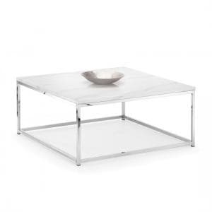 Sable Gloss White Marble Effect Coffee Table And Steel Frame - UK
