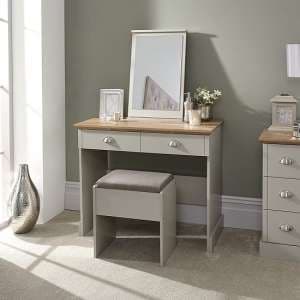 Kirkby Dressing Table And Stool With Table Mirror In Soft Grey - UK