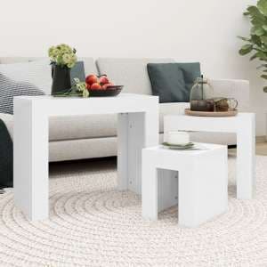 Aolani Wooden Nest Of 3 Tables In White - UK