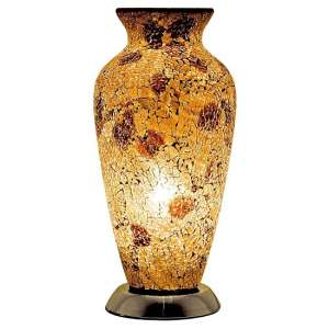 Apollo Mosaic Glass Vase Table Lamp In Autumn Gold - UK