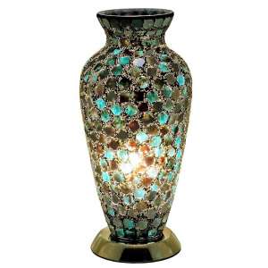 Apollo Mosaic Glass Vase Table Lamp In Green - UK