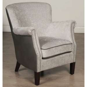 Aquarii Chenille Leather Fabric Lounge Armchair In Grey Fusion - UK