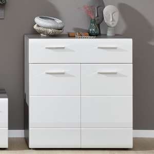 Aquila Shoe Storage Cabinet In White Gloss And Smoky Silver - UK