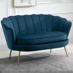 Arial Fabric 2 Seater Sofa In Blue - UK