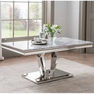 Arleen Marble Coffee Table With Stainless Steel Base In Grey - UK