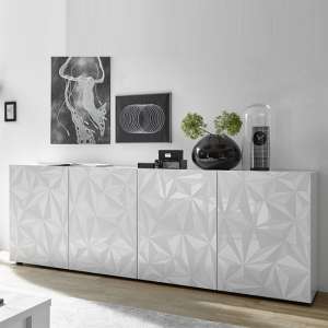 Arlon Modern Large Sideboard In White High Gloss With 4 Doors - UK
