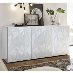 Arlon Modern Sideboard In White High Gloss With 3 Doors - UK