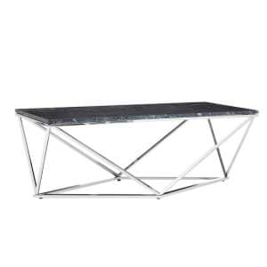 Armenia Faux Marble Coffee Table In Black And Chrome - UK