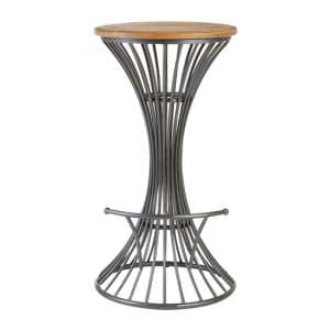 Ashbling Wooden Bar Stool With Metal Frame In Natural - UK