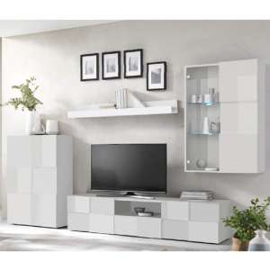 Aleta High Gloss Living Room Furniture Set In White - UK