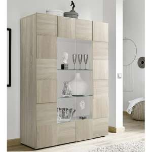 Aleta Wooden Display Cabinet In Sonoma Oak With 2 Doors - UK