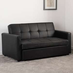 Annecy Faux Leather Sofa Bed In Black - UK