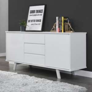 Astrik High Gloss Sideboard With 2 Doors 3 Drawers In White - UK