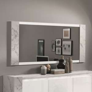 Attoria Bedroom Mirror In White Marble Effect Wooden Frame - UK