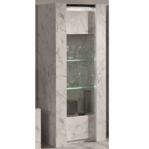 Attoria LED 1 Door Display Cabinet Black And White Marble Effect - UK