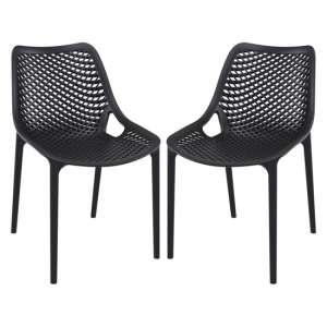 Aultas Outdoor Black Stacking Dining Chairs In Pair - UK