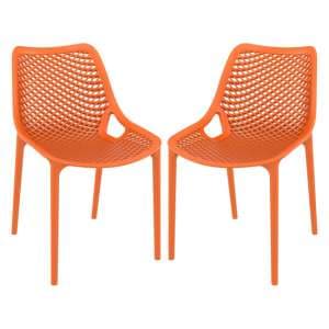 Aultas Outdoor Orange Stacking Dining Chairs In Pair - UK