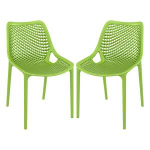 Aultas Outdoor Tropical Green Stacking Dining Chairs In Pair - UK