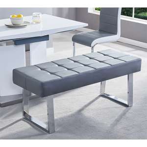 Austin Small Faux Leather Dining Bench In Grey - UK