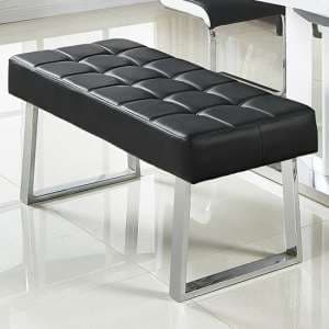 Austin Small Faux Leather Dining Bench In Black - UK