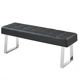 Austin Large Faux Leather Dining Bench In Black - UK
