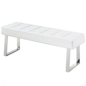 Austin Large Faux Leather Dining Bench In White - UK
