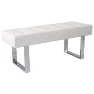Austin Small Faux Leather Dining Bench In White - UK