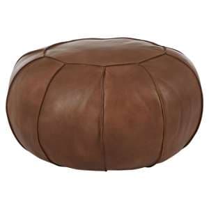 Australis Genuine Leather Pouffe In Brown - UK