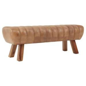 Australis Upholstered Brown Leather Gym Stool With Wooden Legs - UK