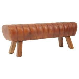 Australis Upholstered Tan Leather Gym Stool With Wooden Legs - UK