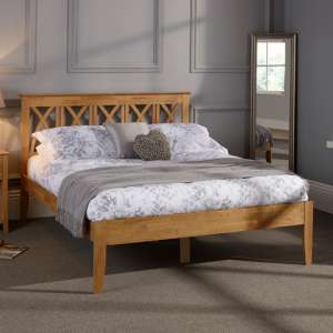Autumn Hevea Wooden King Size Bed In Honey Oak - UK