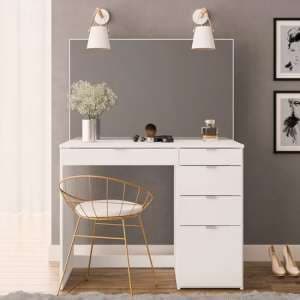 Avon Wooden Dressing Table With 5 Drawers And Mirror In White - UK