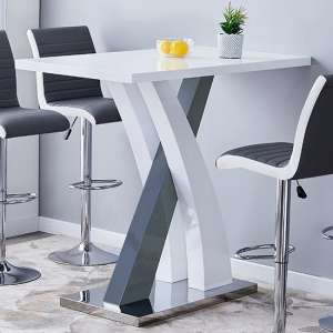 Axara High Gloss Bar Table Rectangular In White And Grey - UK