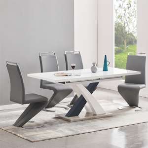 Axara Large Extending Grey Dining Table 4 Summer Grey Chairs - UK