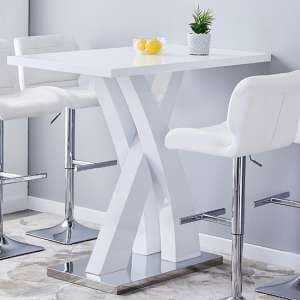 Axara High Gloss Bar Table Rectangular In White - UK