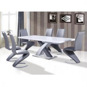 Axara Large Extending Grey Dining Table 8 Summer Grey Chairs - UK