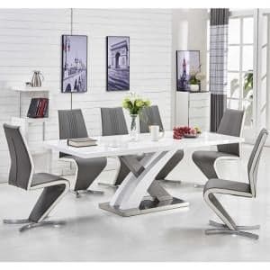 Axara Large Extending Grey Dining Table 6 Gia Grey Chairs - UK
