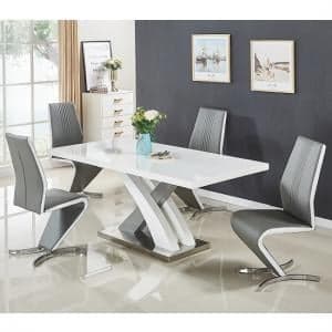 Axara Large Extending Grey Dining Table 4 Gia Grey White Chairs - UK
