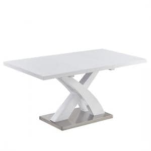 Axara Small Extending High Gloss Dining Table In White - UK