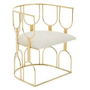 Azaltro Fabric Bedroom Chair With Gold Metal Frame In Natural - UK