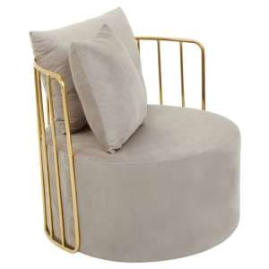 Azaltro Velvet Lounge Chair With Two Pillows In Mink - UK