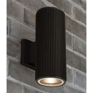 Azha Outdoor Up Down Wall Light In Black With Clear Glass - UK