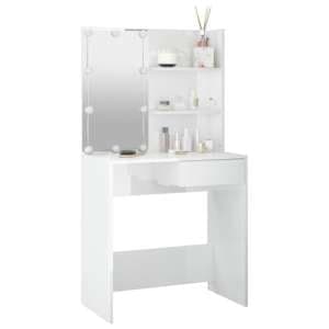 Baina High Gloss Dressing Table In White With LED Lights - UK